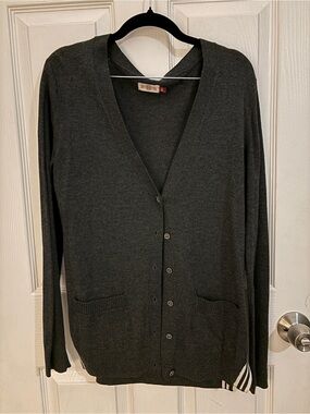Black Grey Cardigan with Striped Sides